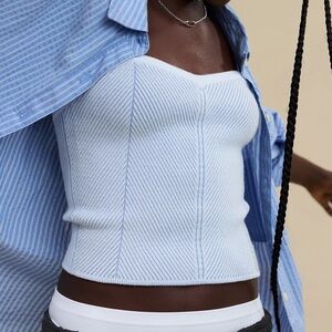Aerie Soft Blue Ribbed Knit Top